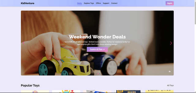 Kid Venture — An e-commerce toy store platform