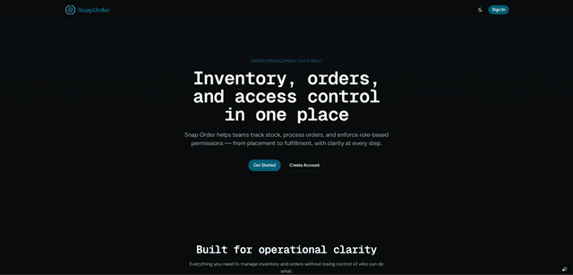 Snap Order — Modern inventory and order management dashboard